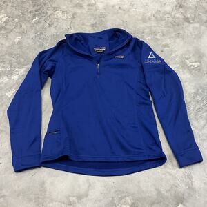 Patagonia Crosstrek Fleece Womens Size M Blue Polartec 1/4 Zip Arsenal LOGO